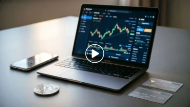 مخطط توضيحي يلخص خطوات شراء العملات الرقمية للمبتدئين: من اختيار المنصة حتى إتمام الشراء.