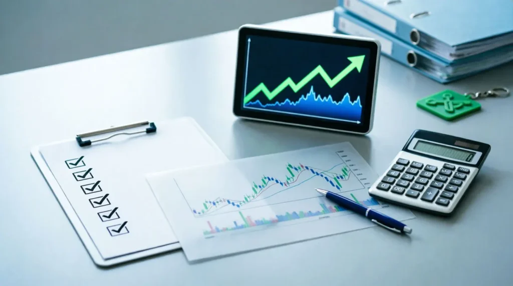 إنفوجرافيك قائمة تحقق التداول قبل دخول الصفقة: الاتجاه، الدعم والمقاومة، الأخبار، ووقف الخسارة