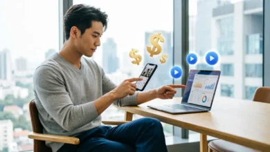 الربح من مشاهدة الفيديوهات، العمل عبر الإنترنت 2026، تطبيقات لربح المال، نقد الأفلام، عملات رقمية مجانية، فريلانسر ترجمة، دخل إضافي.