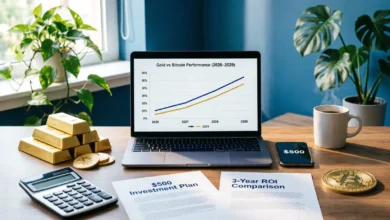 الاستثمار في الذهب، شراء البيتكوين، صناديق الذهب ETF، تنصيف البيتكوين 2028، الذهب الرقمي، أصول الملاذ الآمن.