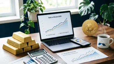 هل تبيع الذهب وتشتري البيتكوين؟ تحليل للتوجه الاستثماري الجديد في 2026 تدفقات صناديق البيتكوين، سعر الذهب 2026، استثمار البيتكوين والذهب، صناديق IBIT، مخزن القيمة الرقمي، تنويع المحفظة الاستثمارية.
