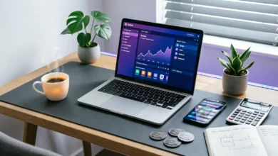 رسم بياني يوضح أداء شبكة سولانا (Solana) السريع ومنخفض التكلفة، مسلطاً الضوء على دورها كمنصة رائدة لتطبيقات التمويل اللامركزي (DeFi) بفضل سرعة معالجة المعاملات، مما يجعلها منافساً قوياً لمستقبل الخدمات المالية غير المركزية.