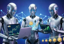 إنفوجرافيك يستعرض قائمة أفضل 10 بوتات تداول بالذكاء الاصطناعي (AI) للعملات الرقمية والأسهم لعام 2026، مصمم خصيصاً للمبتدئين الراغبين في تحقيق دخل سلبي، مع توضيح شعارات المنصات الرائدة ومميزات التداول الآلي الذكي.