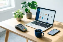 رسم توضيحي لخطوات إنشاء متجر إلكتروني ناجح من الصفر، تشمل اختيار المنصة، عرض المنتجات، وتفعيل الدفع لتحقيق أول بيع اليوم.